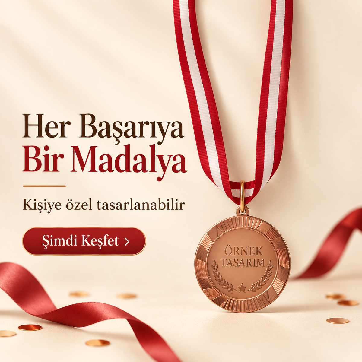 Kişiye Özel Bronz Renkli İsimli Madalya