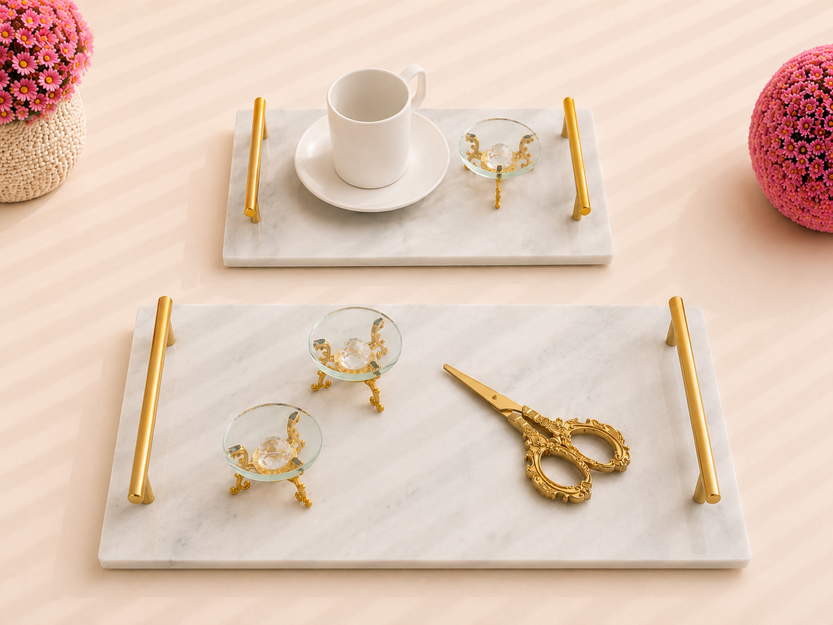 Gümüş veya Gold Renkli Detaylı Özel Gün ve Söz Nişan Tepsisi