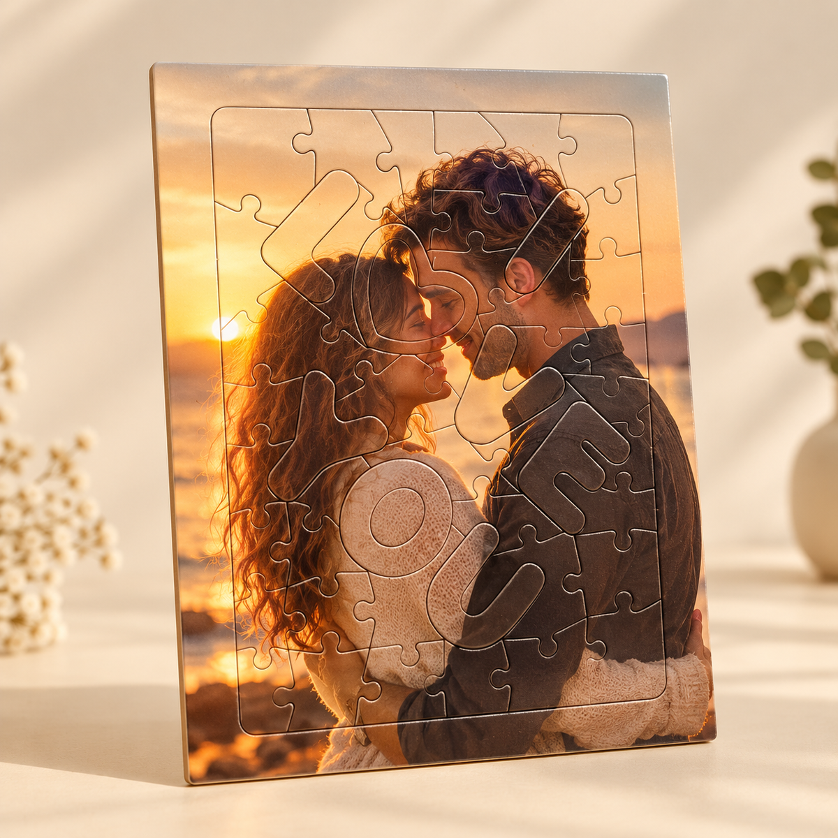 Kişiye Özel Fotoğraflı I Love You Tasarımlı Puzzle