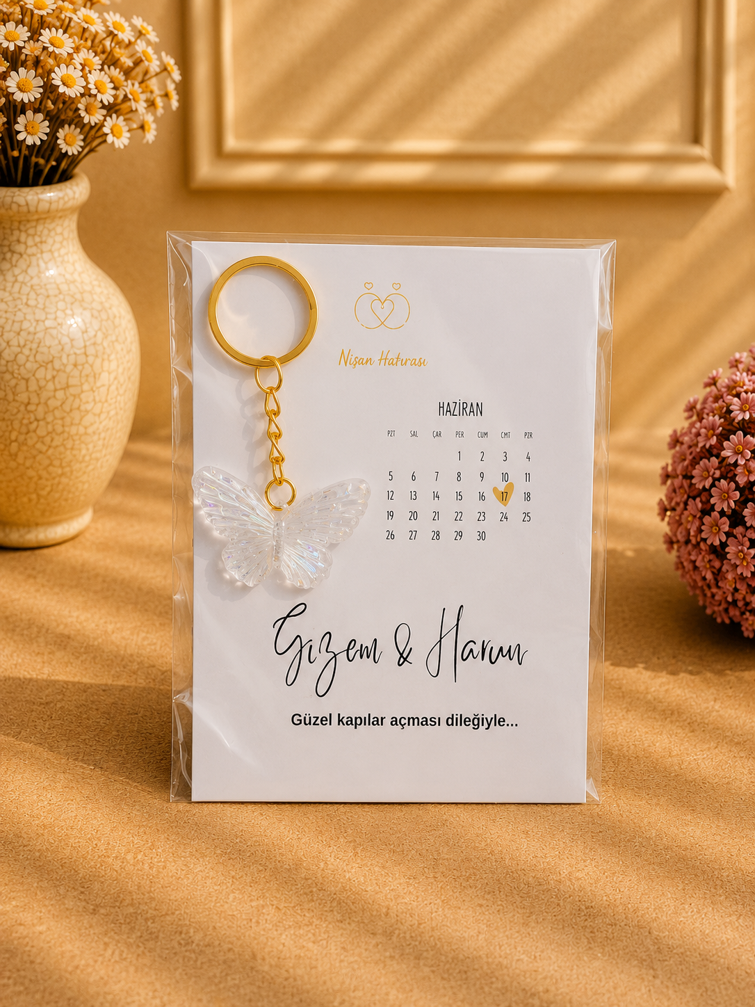 Kişiye Özel Kartlı Kelebek Anahtarlık