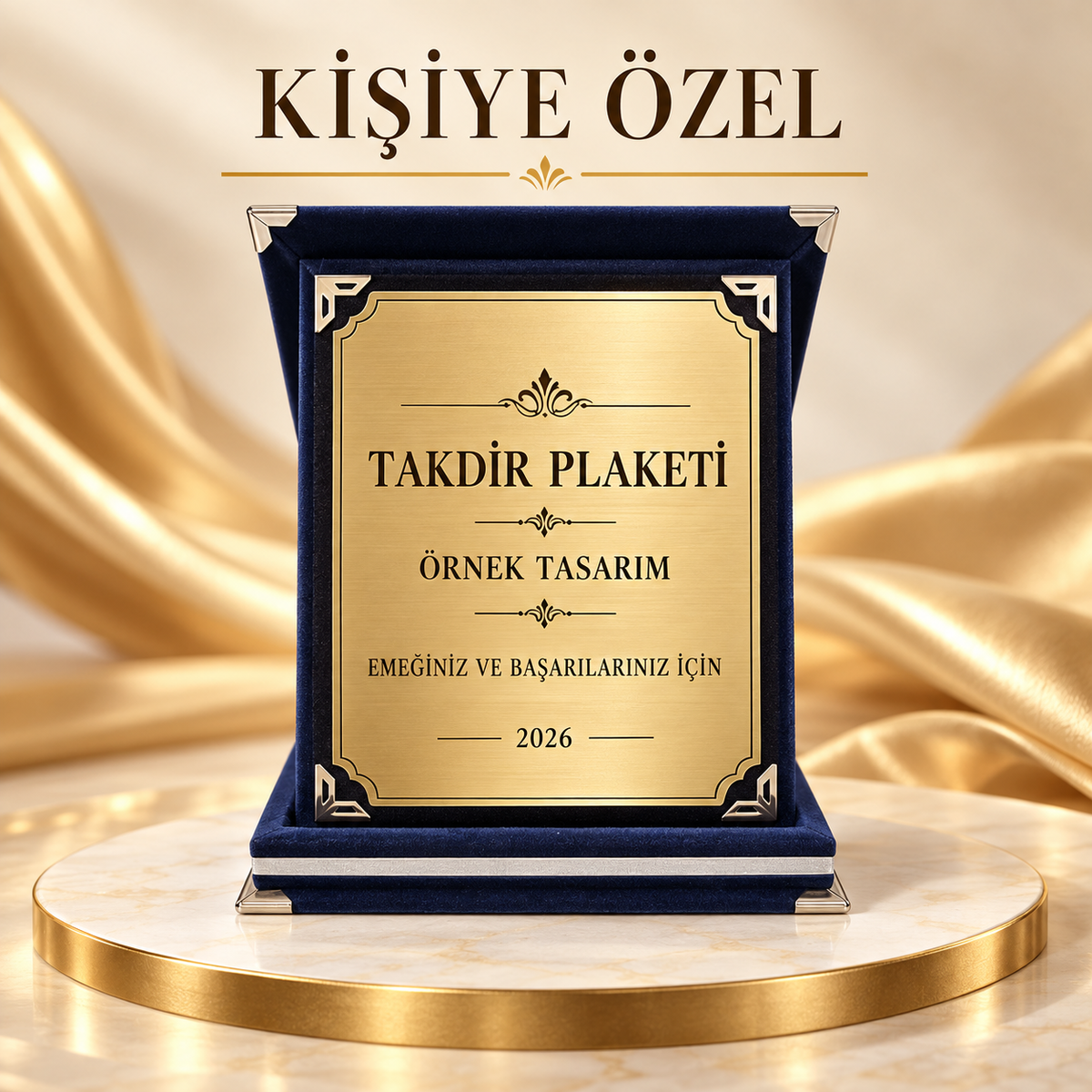 Kişiye Özel Kırmızı ve Lacivert Kutulu Teşekkür ve Başarı Plaketi