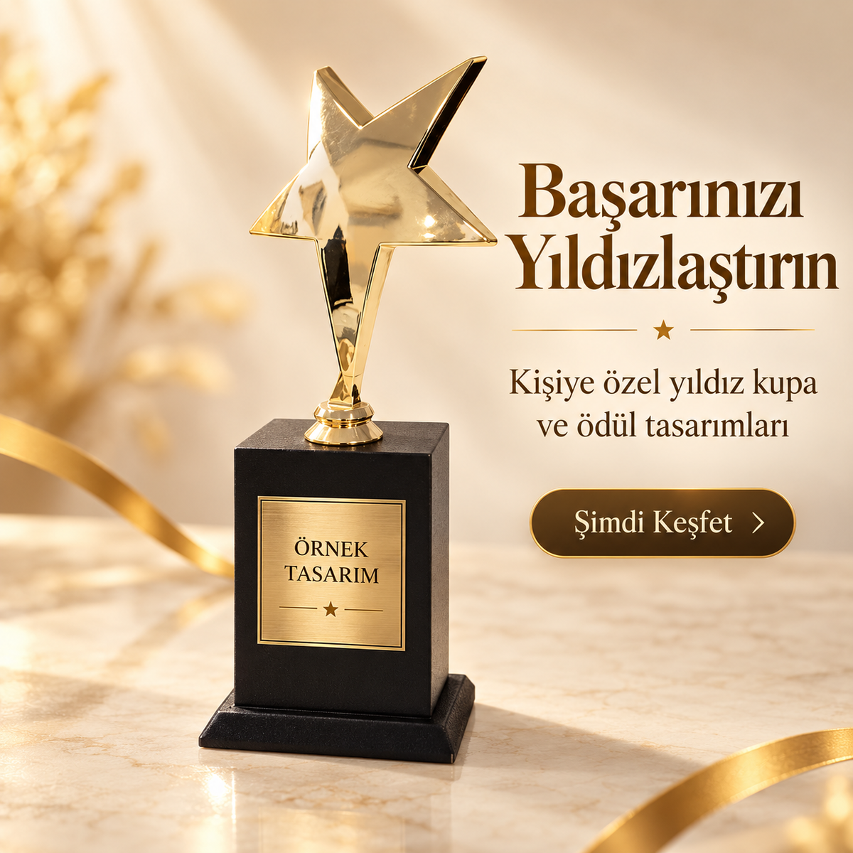 Kişiye Özel Yıldız Figürlü Ödül Kupası